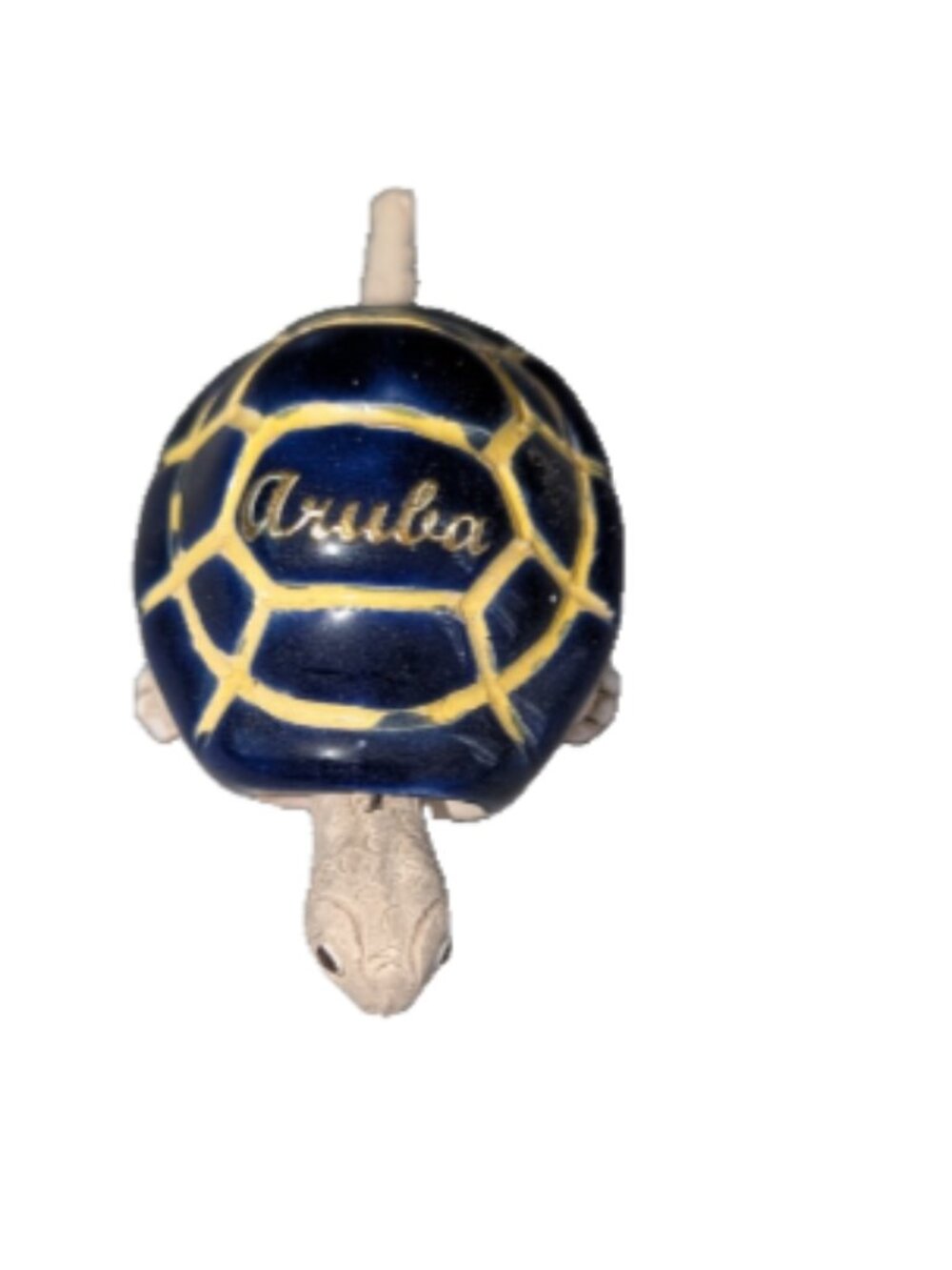Vintage Ceramic Wiggling Turtle Collectible Navy Blue aruba souvenir